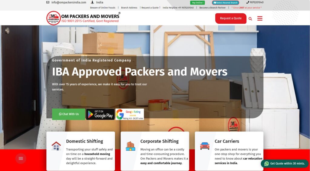 om packers movers